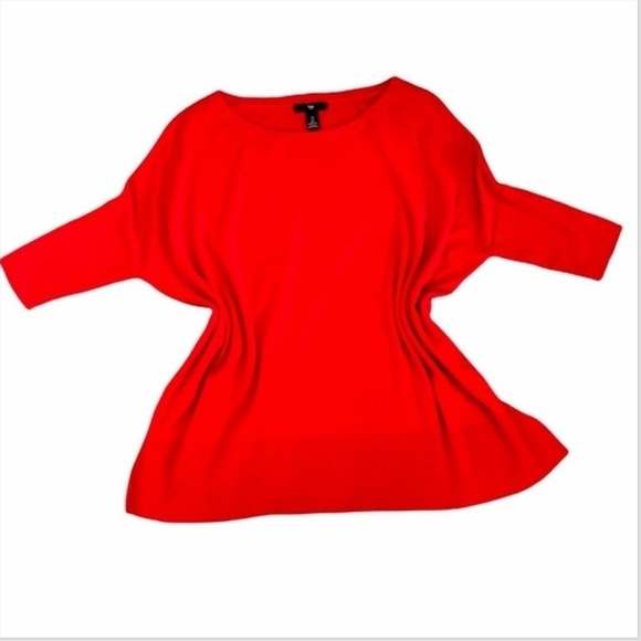 Gap Womens Red Ribbed Sleeve Oversize Boxy Knit Sweater Sz Sm Side Slits #231i - Picture 4 of 5